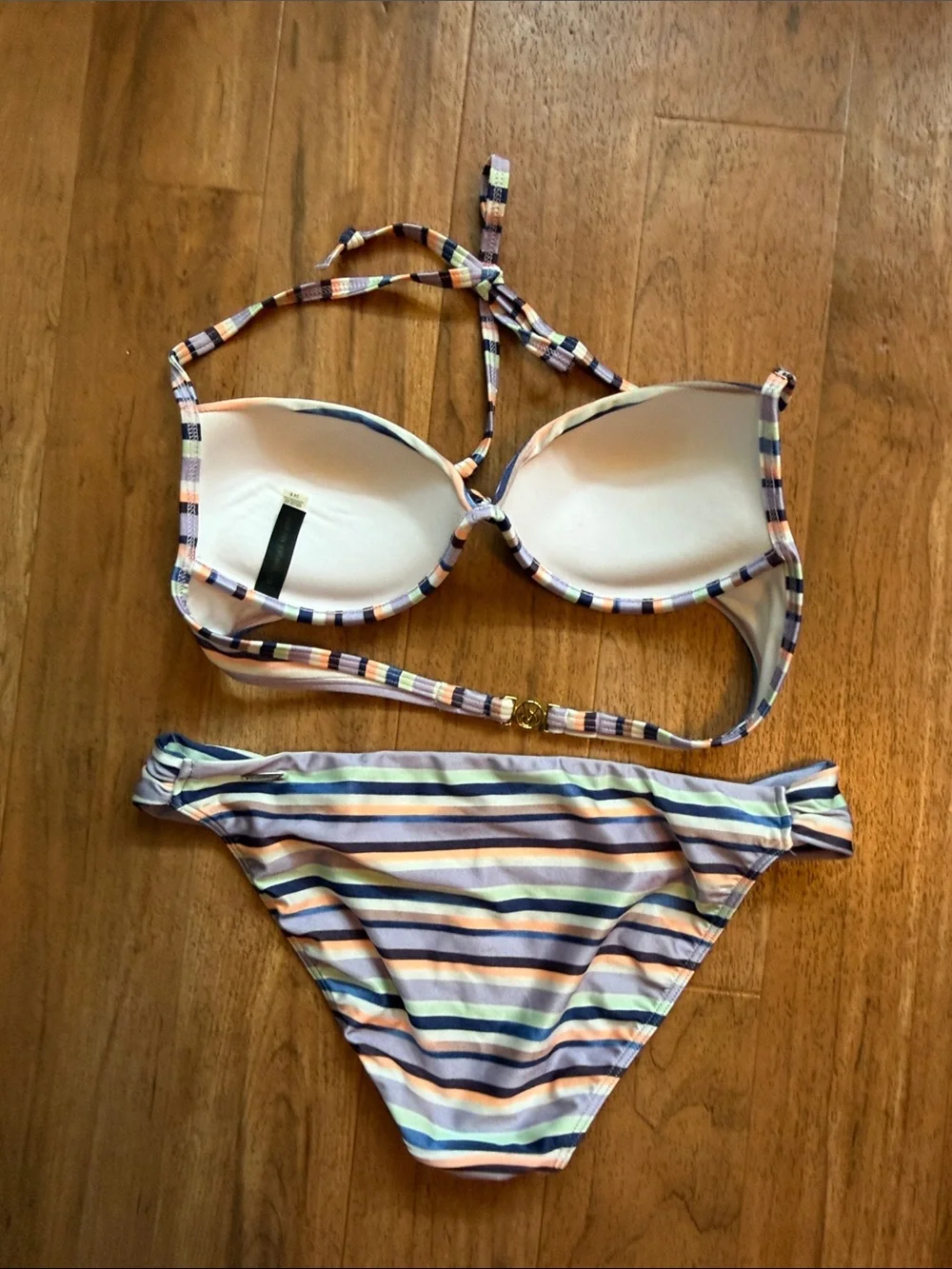 Victoria's Secret Pastel Striped Bikini Set in Pink, Blue, Cream, Lavender